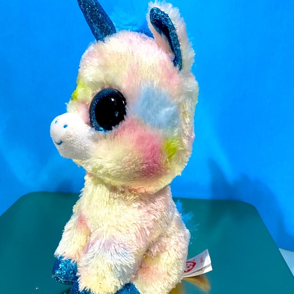 TYSILK BEANIE BOO BLITZ UNICORN SPARKLE BLUE EYES HOOVES & HORN TIE DYE  BODY - Picture 13 of 15
